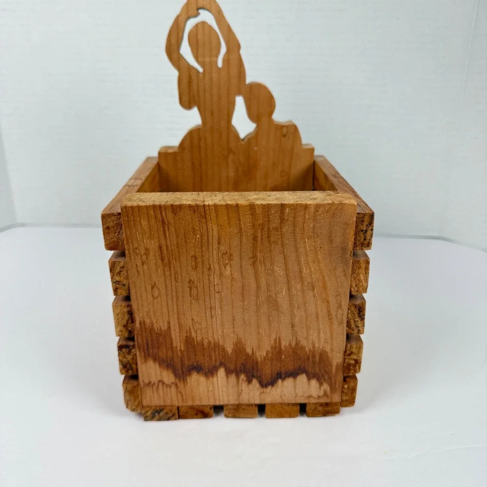 Vintage hand painted ballerinas B. Sylvia Wooden Crate caddy box Planter 1997